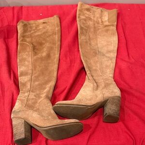 Kelsi Dagger Tan Over the Knee Suede Boots